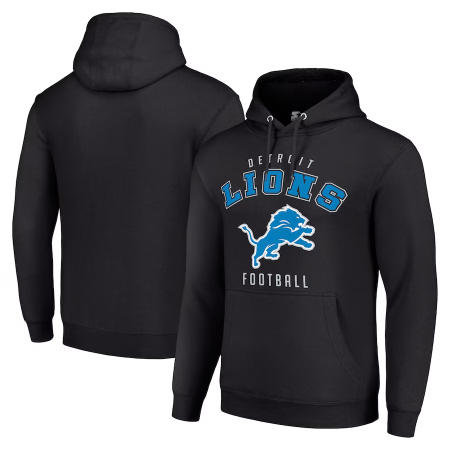 Unisex Detroit Lions Starter Black Logo Pullover Hoodie-Detroit Lions - fitnfan