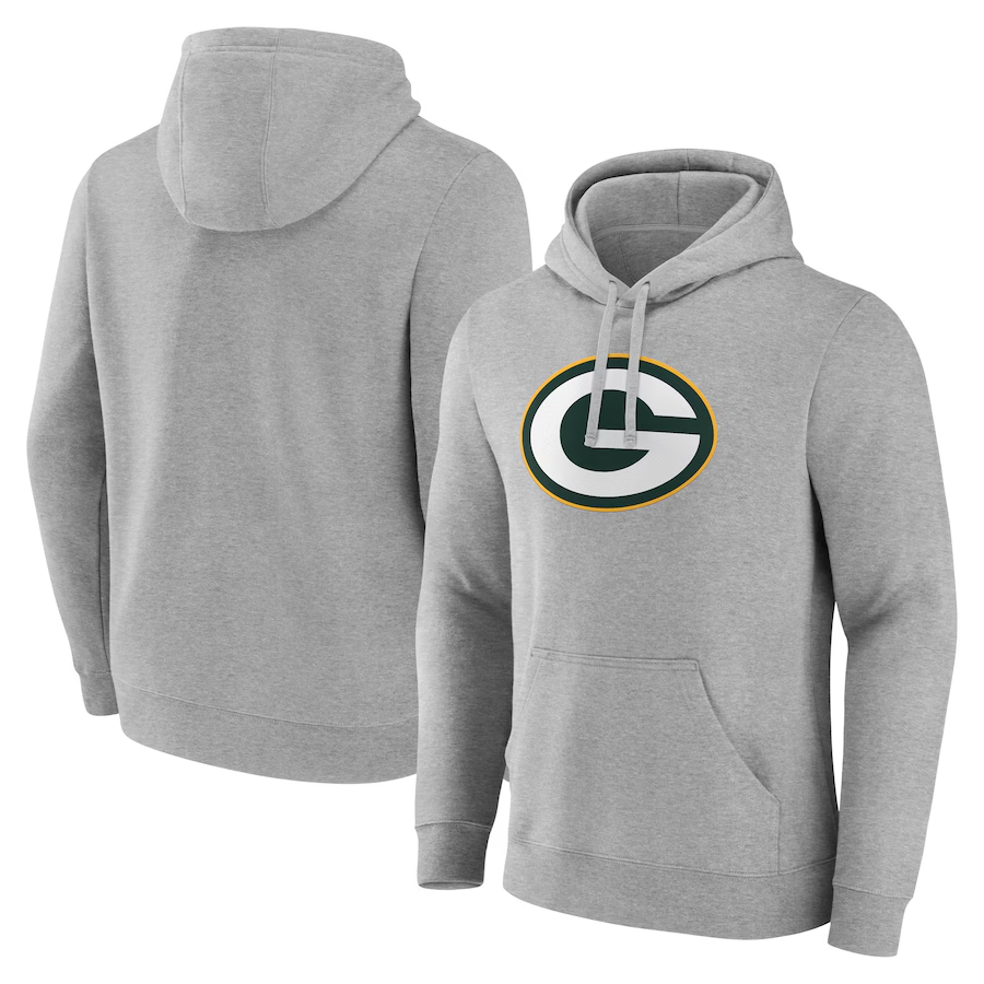 Men's Green Bay Packers Fanatics Heather Gray Deliver Fleece Pullover Hoodie - fitnfan