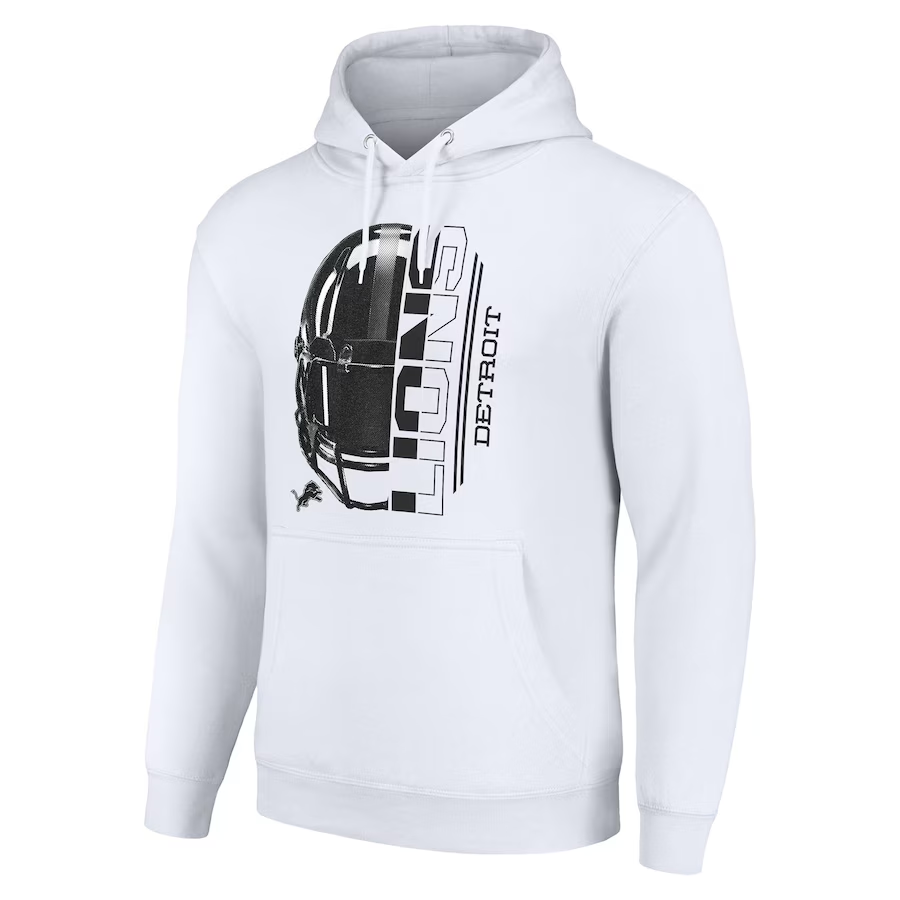 Unisex Detroit Lions Starter White Half Helmet Logo Pullover Hoodie-Detroit Lions - fitnfan