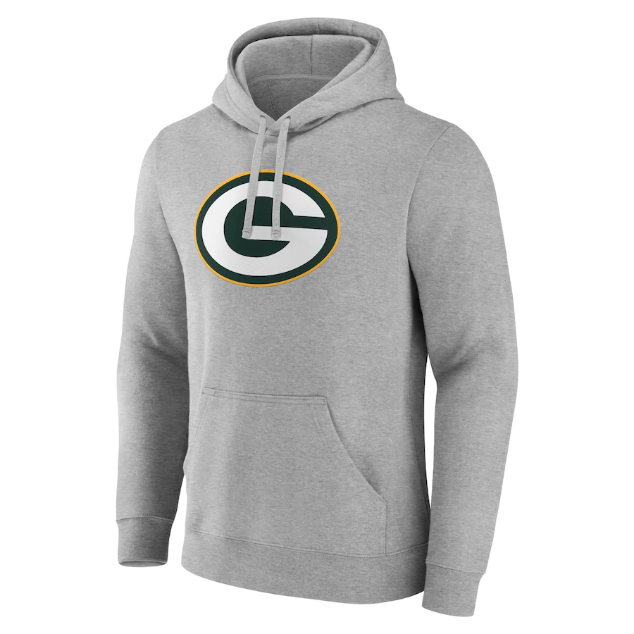 Men's Green Bay Packers Fanatics Heather Gray Deliver Fleece Pullover Hoodie - fitnfan