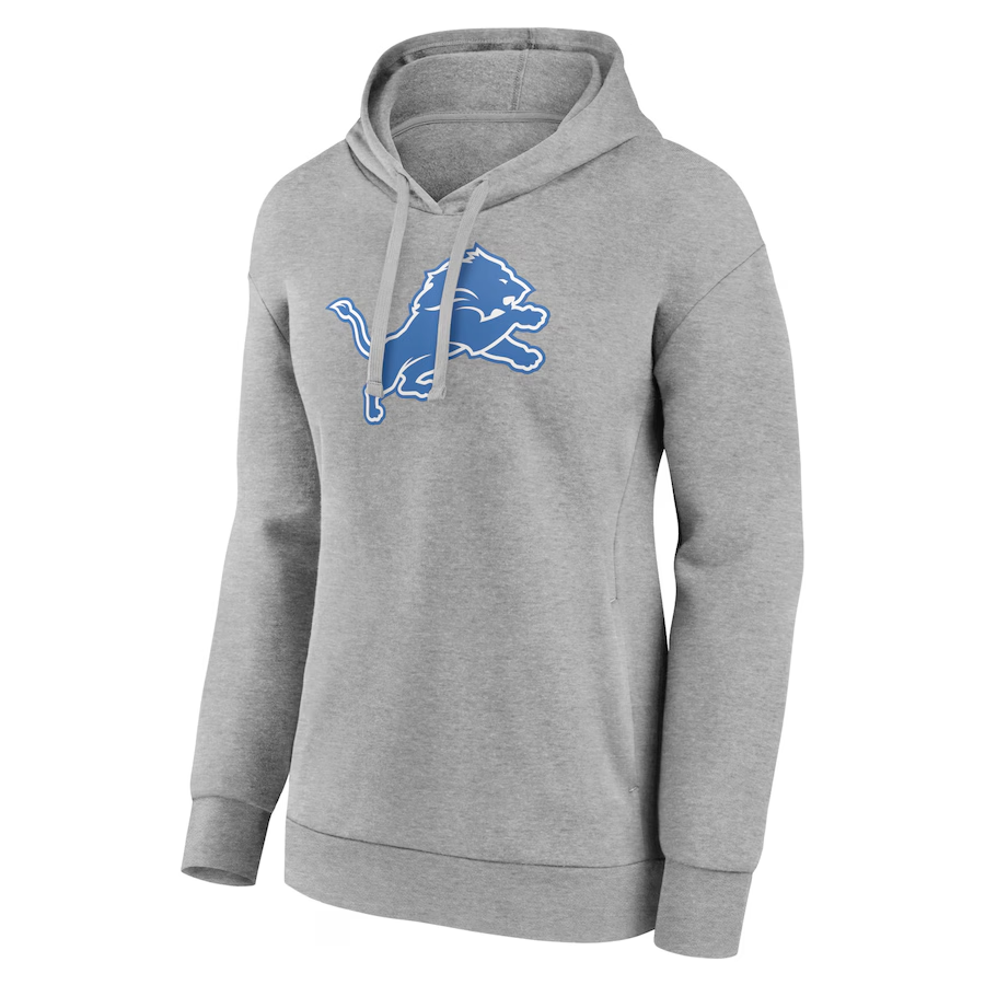 Women's Detroit Lions Gray Primary Logo Pullover Hoodie-Detroit Lions - fitnfan