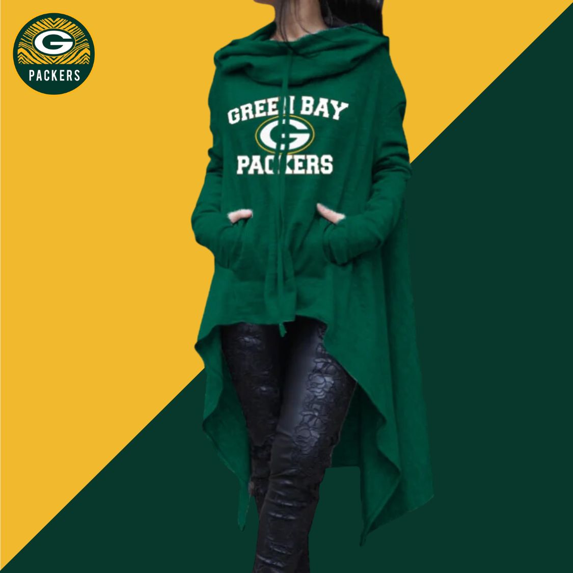 Fashionable Print Irregular Long Sleeve Sweatshirt-Green Bay Packers - fitnfan