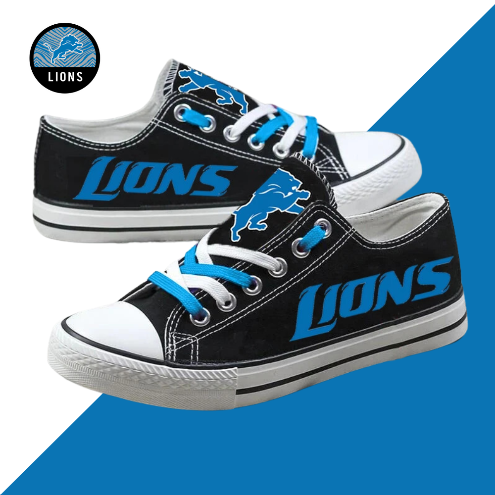 Casual printed low-top canvas shoes unisex-Detroit Lions - fitnfan