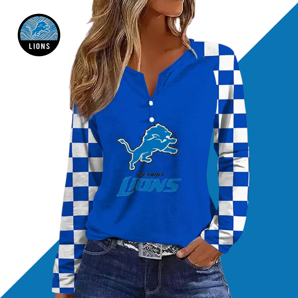 V NECK SHIFT Casual BLOUSE-Detroit Lions - fitnfan