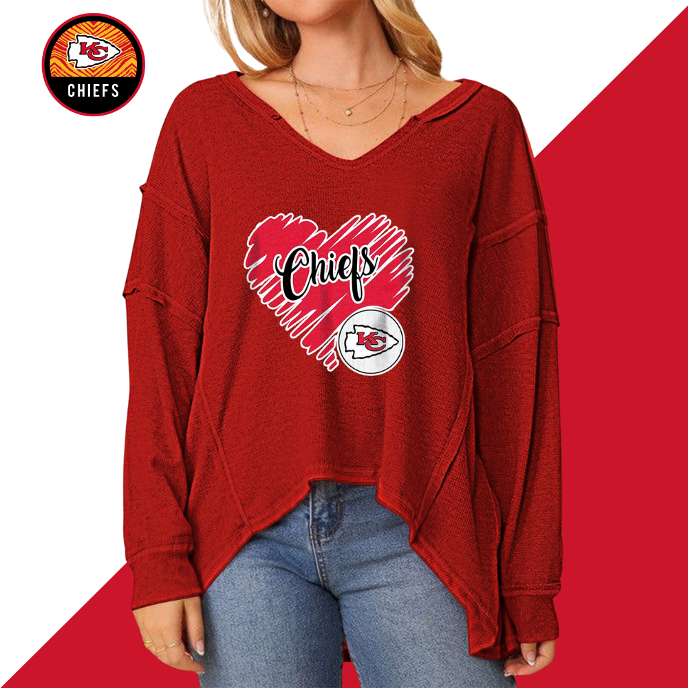 High Low V-Neck Oversized Top - fitnfan