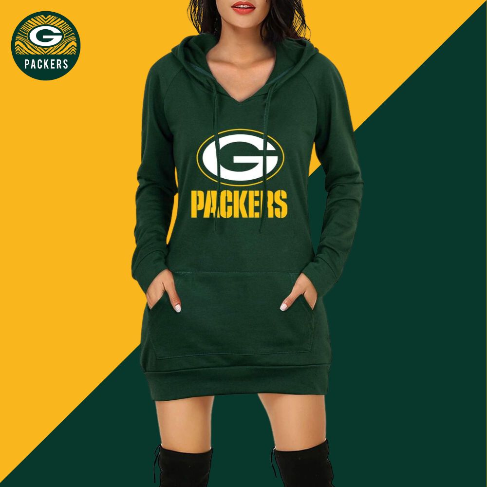 Women's Printed Casual Hoodie-Green Bay Packers - fitnfan
