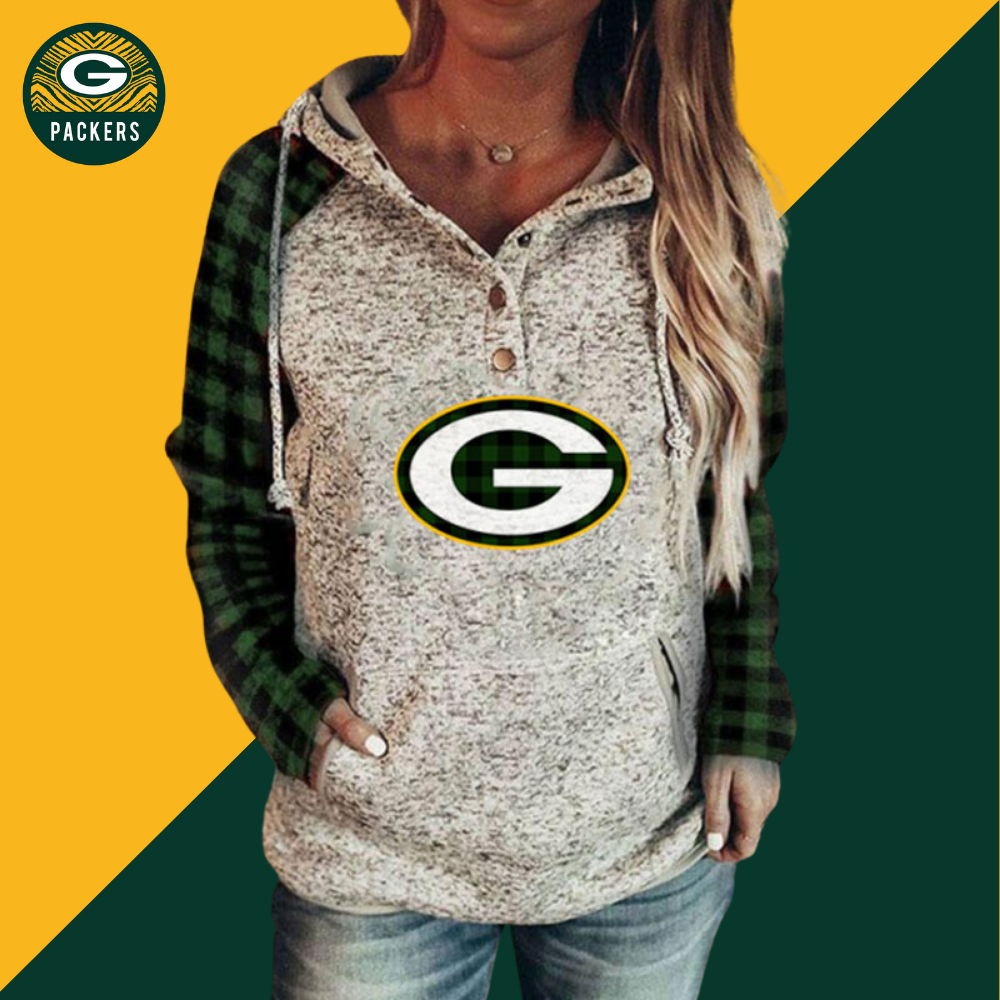 Casual patchwork printed Hoodie-Green Bay Packers - fitnfan