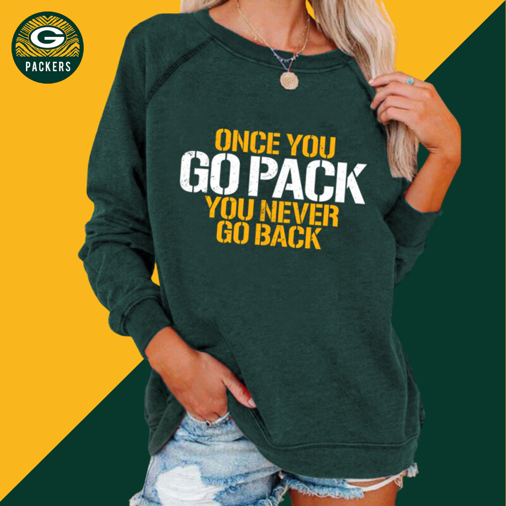 Temperament Fashion Printed Round Neck Sweatshirt-Green Bay Packers - fitnfan