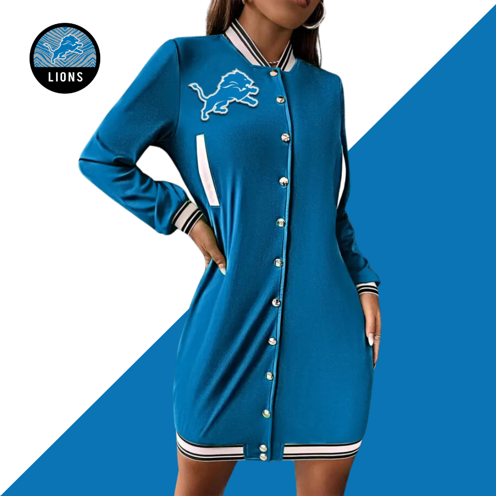 Fashionable single-breasted sports dress-Detroit Lions - fitnfan