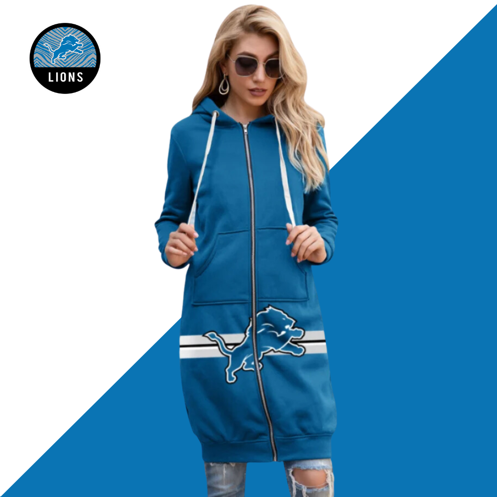 Women's plus-size loose-fit hoodie-Detroit Lions - fitnfan