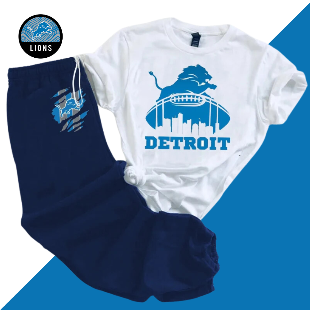 Casual loose fashion printed suit-Detroit Lions - fitnfan