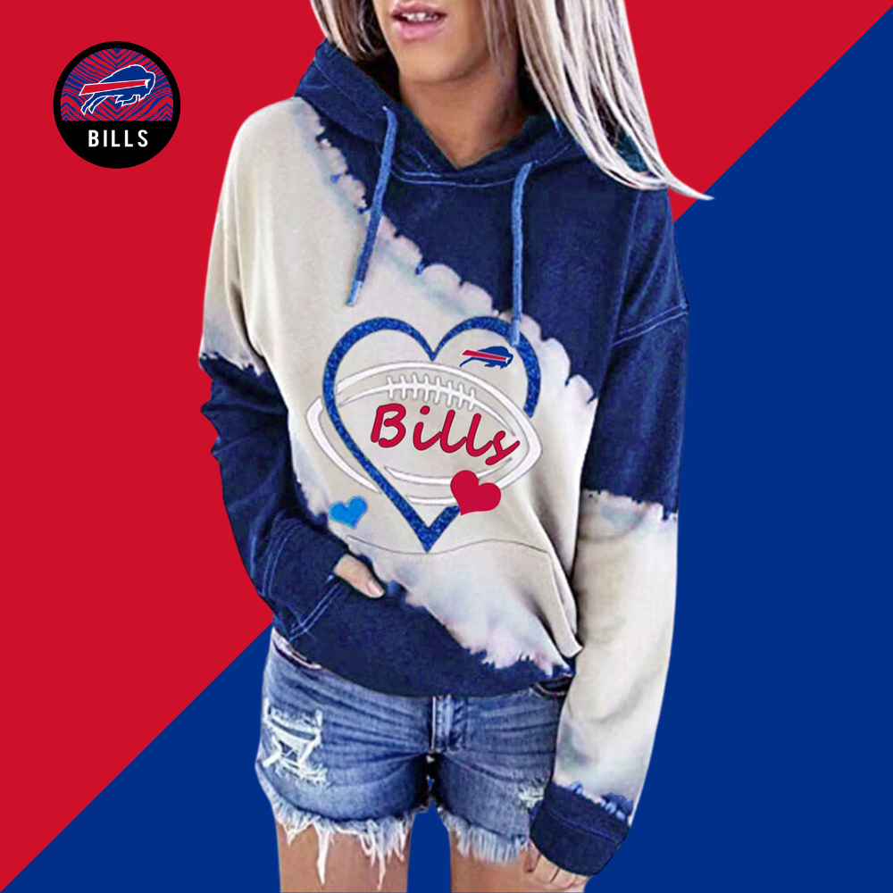 Casual loose stitched print Hoodie-Buffalo Bills - fitnfan
