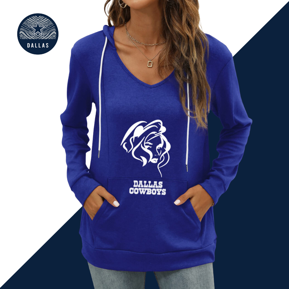 Women's Solid Color Long Sleeve Sweatshirt-Dallas Cowboys - fitnfan