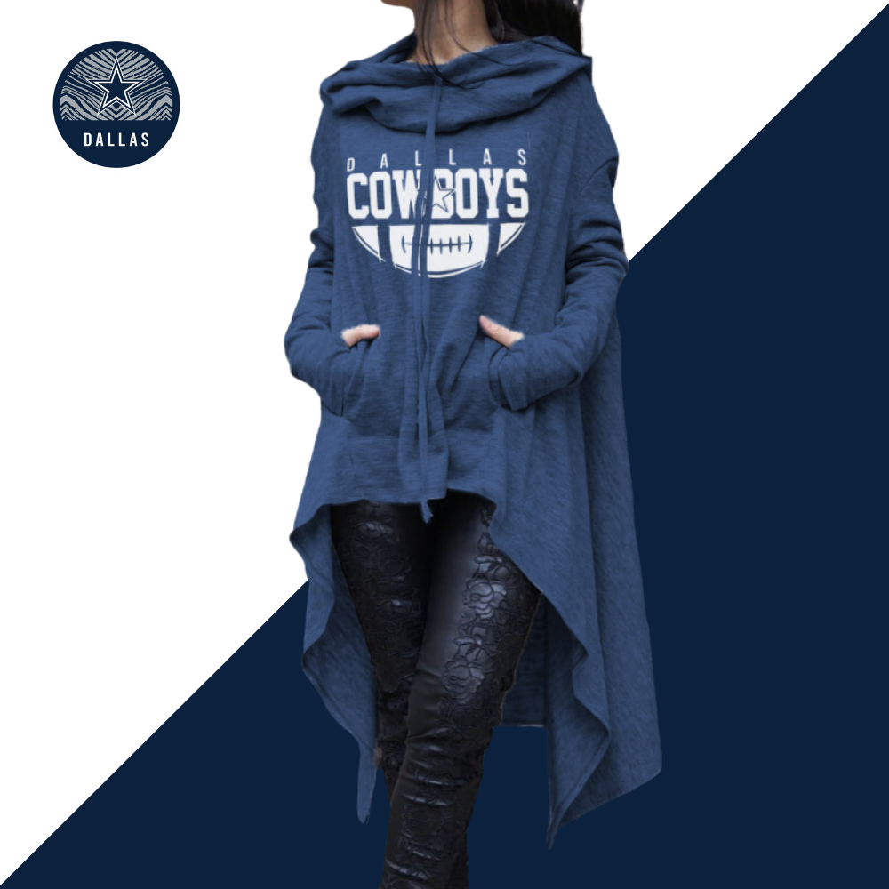 Fashionable Print Irregular Long Sleeve Sweatshirt-Dallas Cowboys - fitnfan