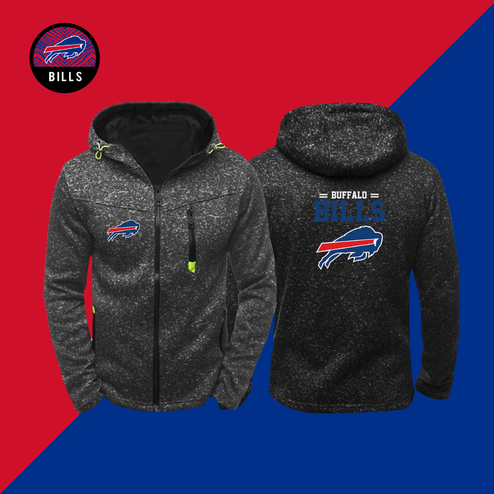 Rugby sweater jacket hoodie zipper clothes around men's plus velvet game suit training suit team-Buffalo Bills - fitnfan