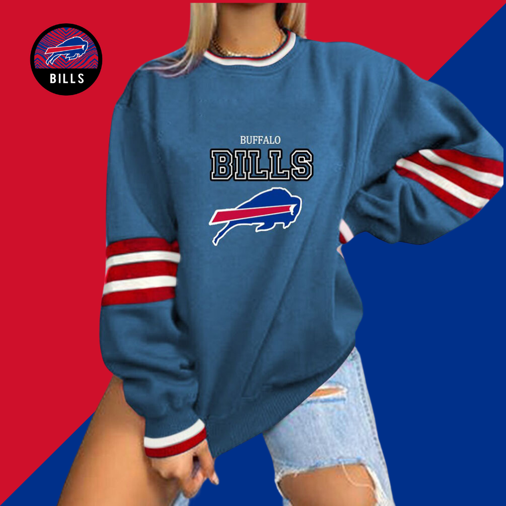 Casual loose print Pullover-Buffalo Bills - fitnfan