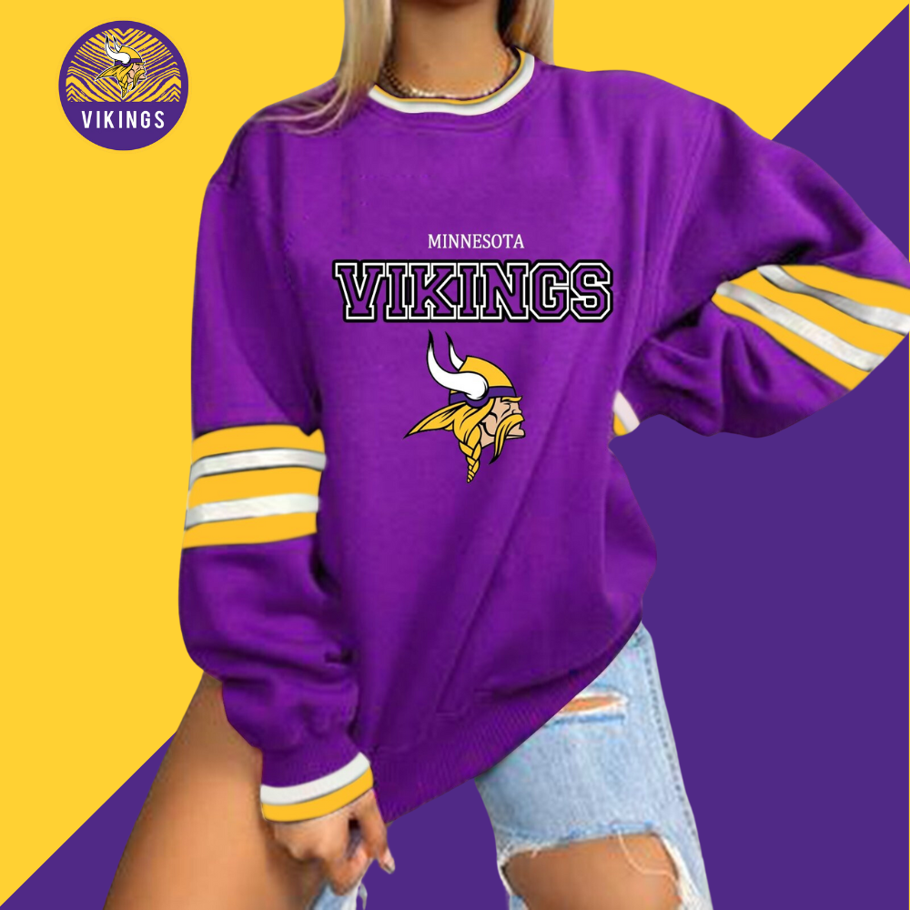 Casual printed Pullover for men and women-Minnesota Vikings - fitnfan