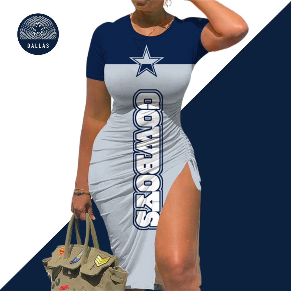 Dallas CowboysWomen's Slit Bodycon Dress-Dallas Cowboys - fitnfan
