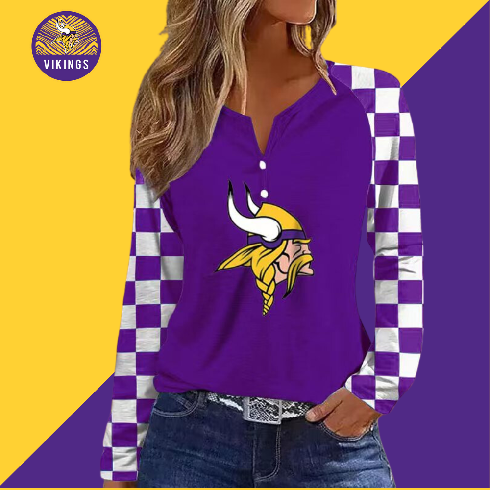 V NECK SHIFT Casual BLOUSE-Minnesota Vikings - fitnfan
