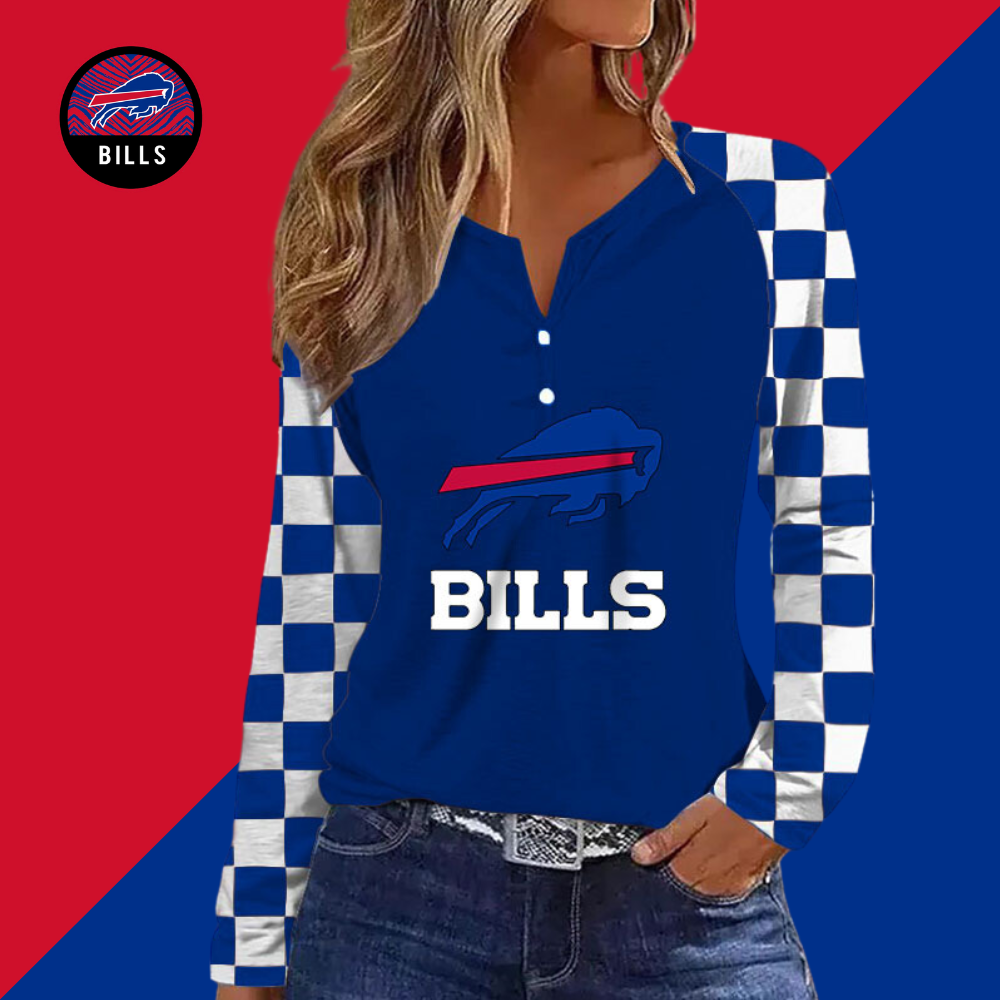 V NECK SHIFT Casual BLOUSE-Buffalo Bills - fitnfan