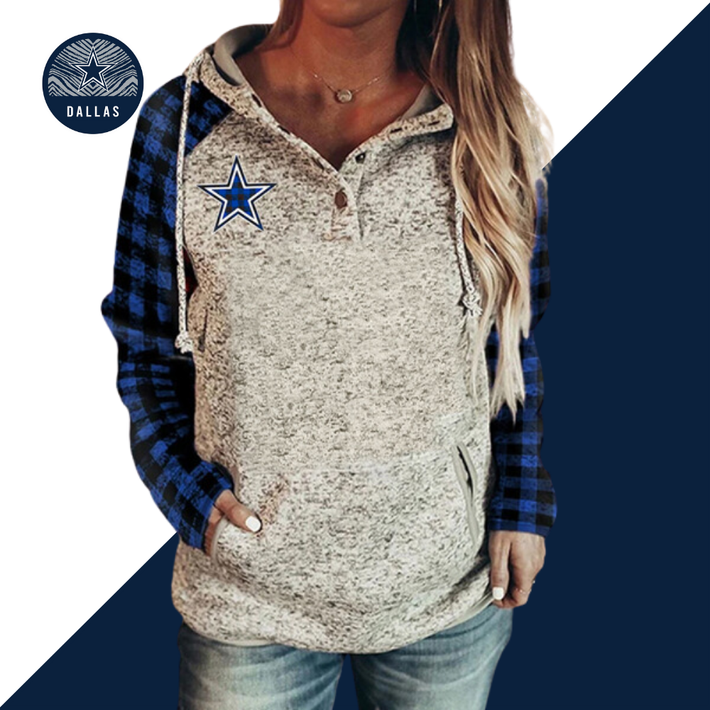Casual loose stitched print Hoodie-Dallas Cowboys - fitnfan