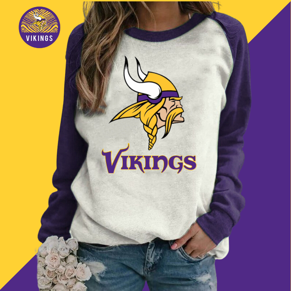 Casual printed Pullover for men and women-Minnesota Vikings - fitnfan