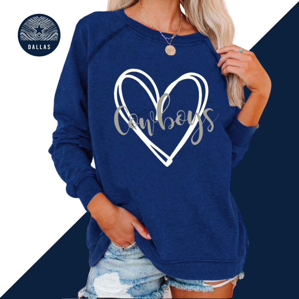 long sleeve printed Pullover-Dallas Cowboys - fitnfan