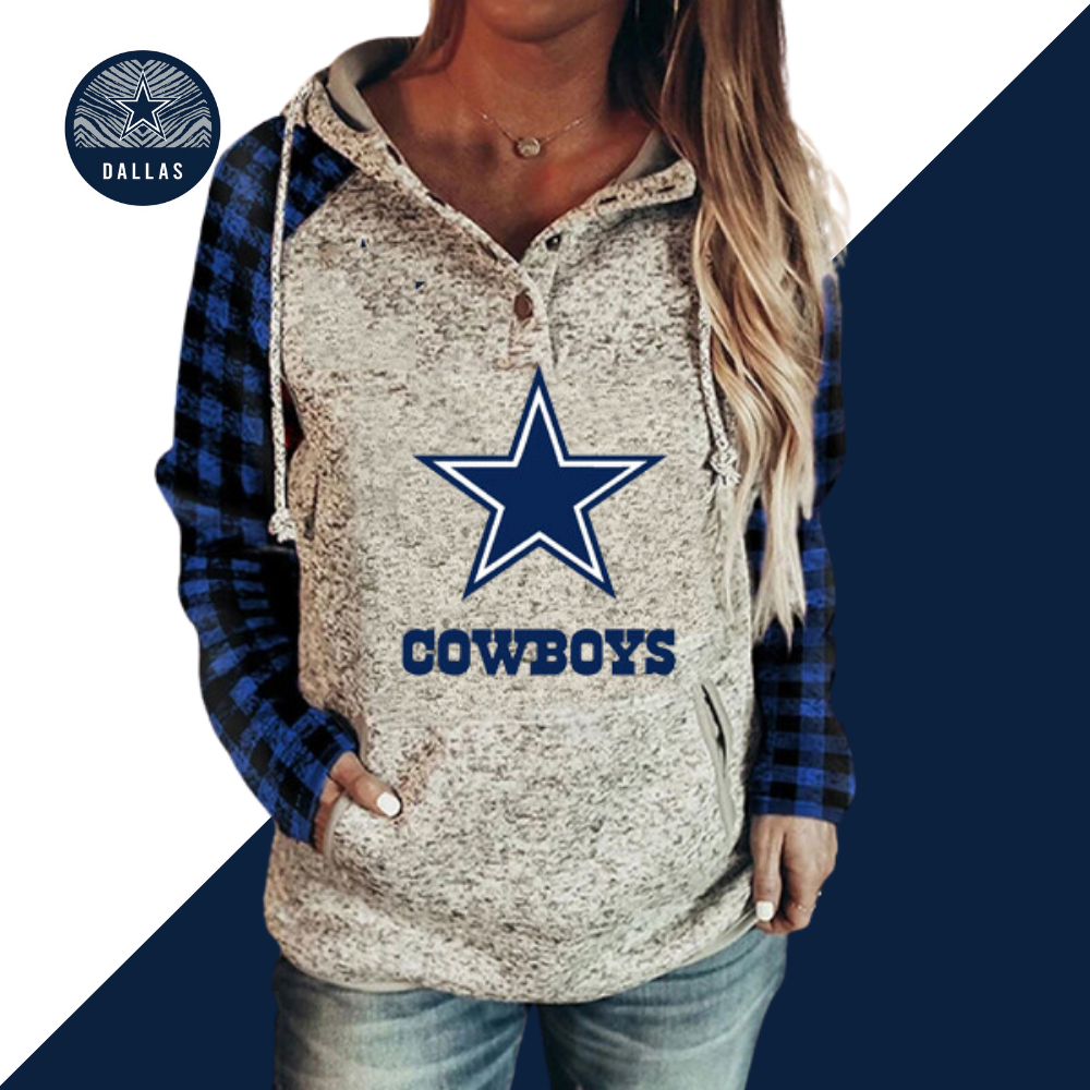 Casual loose stitched print Hoodie-Dallas Cowboys - fitnfan