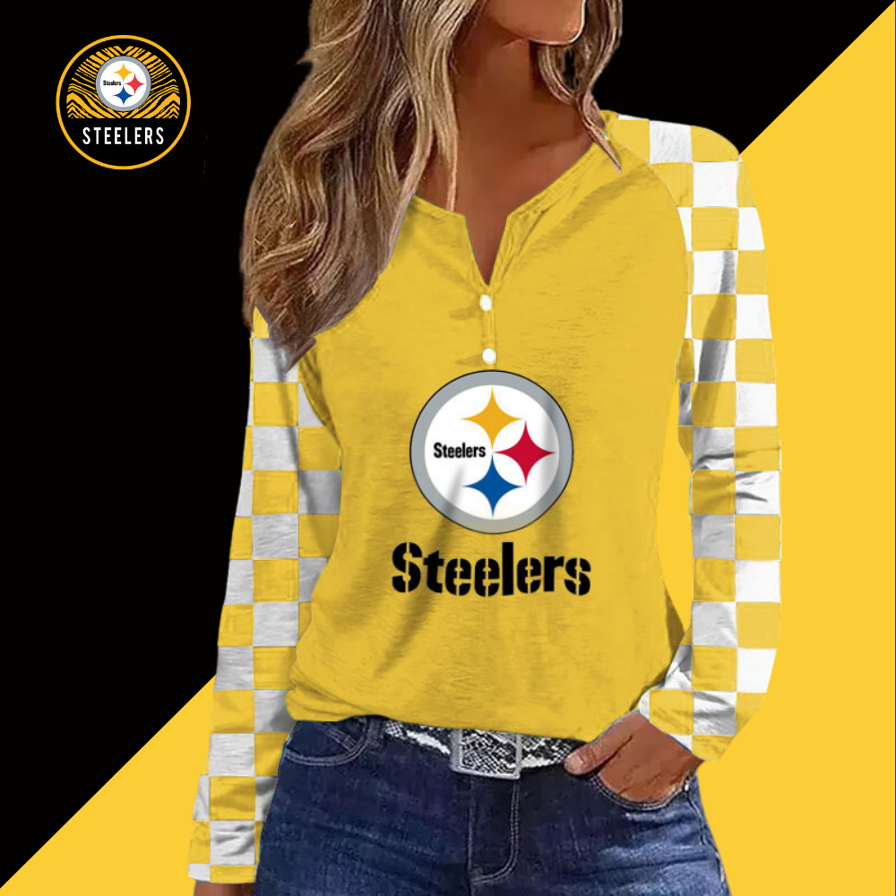 V NECK SHIFT Casual BLOUSE-Pittsburgh Steelers - fitnfan