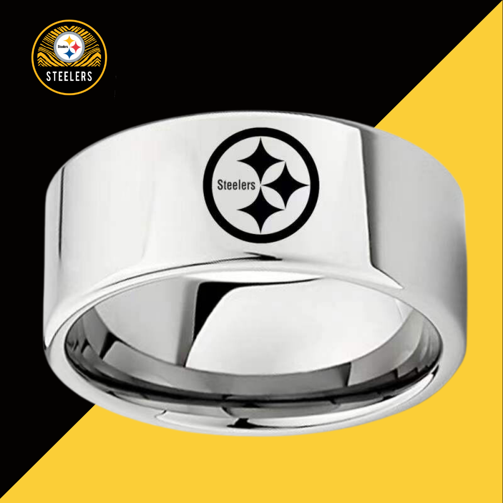 Titanium Steel Approx Glossy Ring-Pittsburgh Steelers - fitnfan