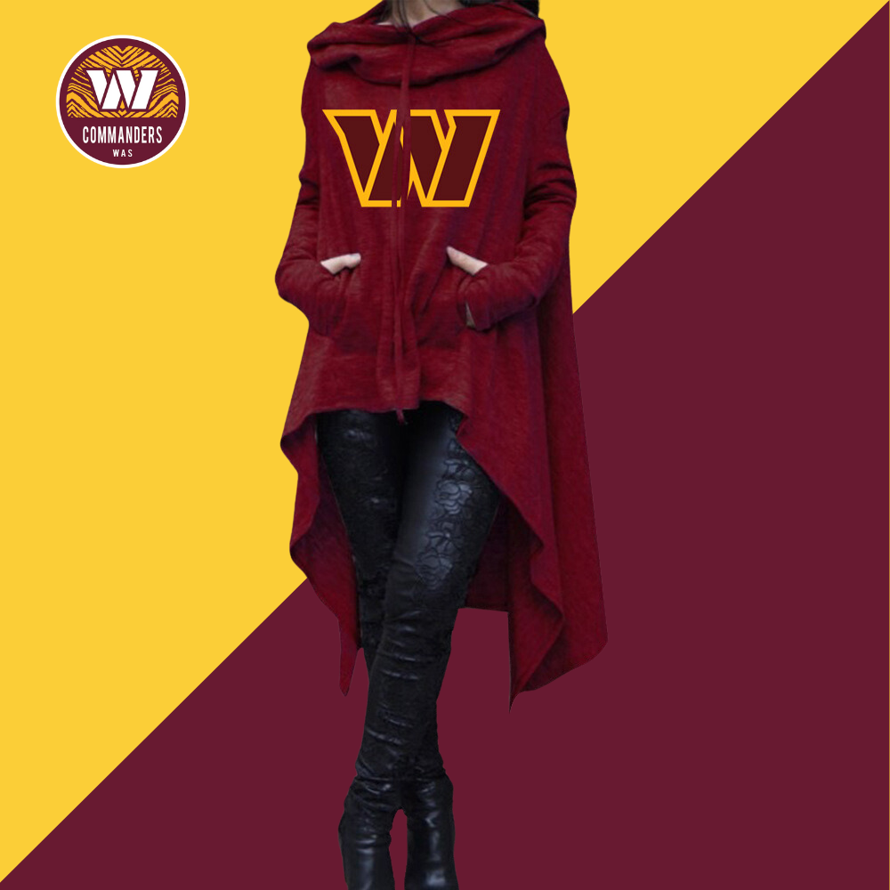 Fashionable Print Irregular Long Sleeve Sweatshirt-Washington Commanders - fitnfan