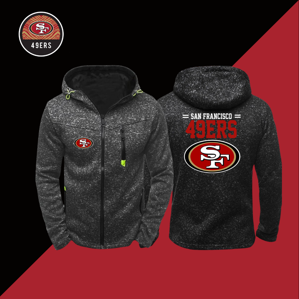 Rugby sweater jacket hoodie zipper clothes around men's plus velvet game suit training suit team-San Francisco 49ers - fitnfan