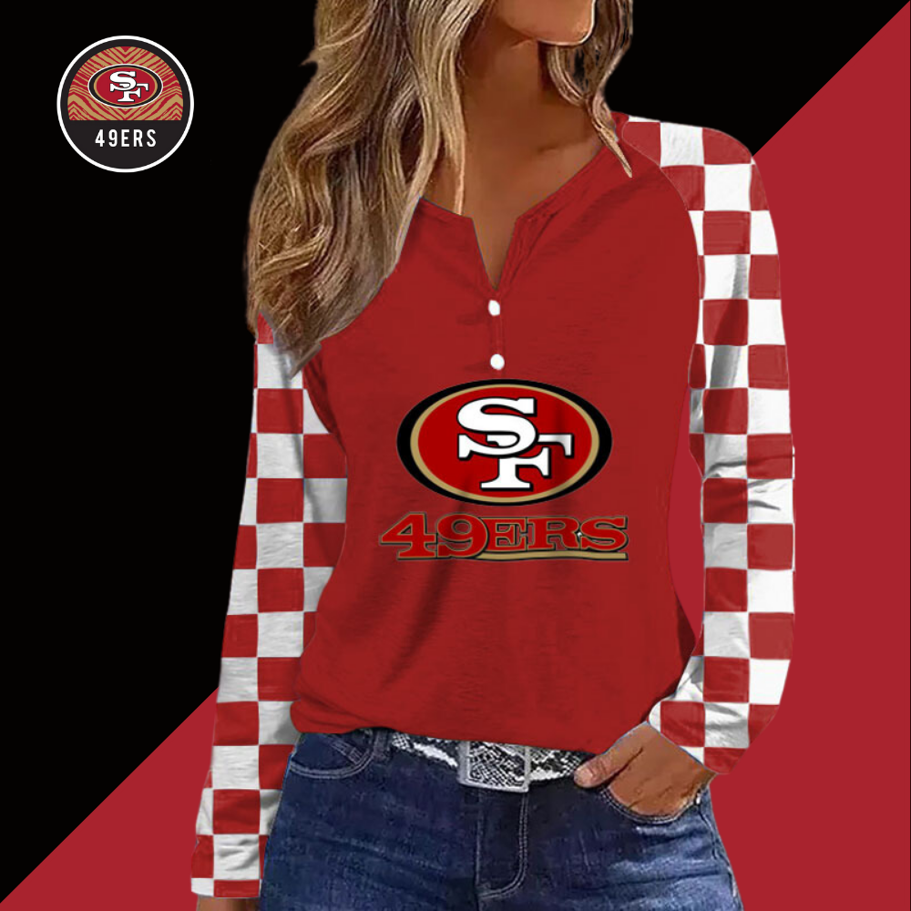 V NECK SHIFT Casual BLOUSE-San Francisco 49ers - fitnfan