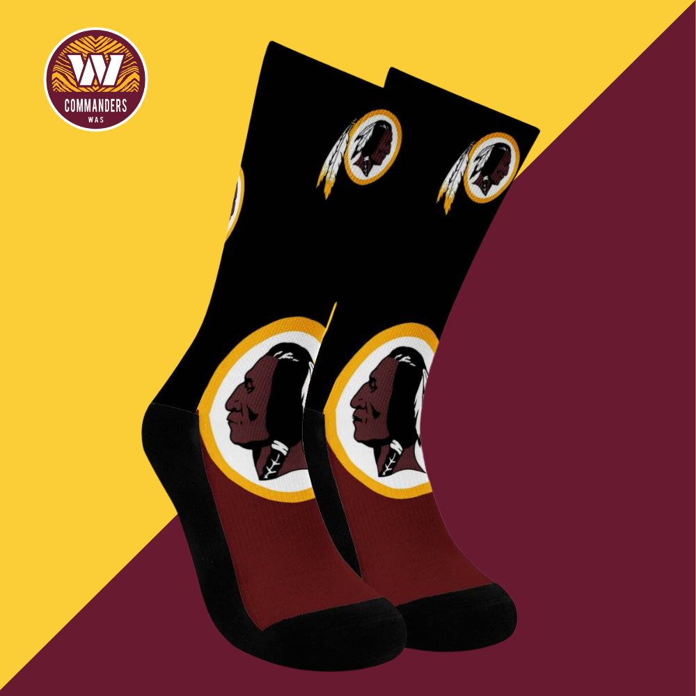 Washington Redskins For Bare Feet Crew Socks-Washington Commanders - fitnfan