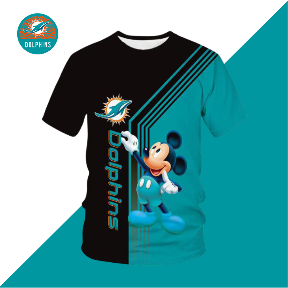 Miami Dolphins cartoon print T-shirt-Miami Dolphins - fitnfan