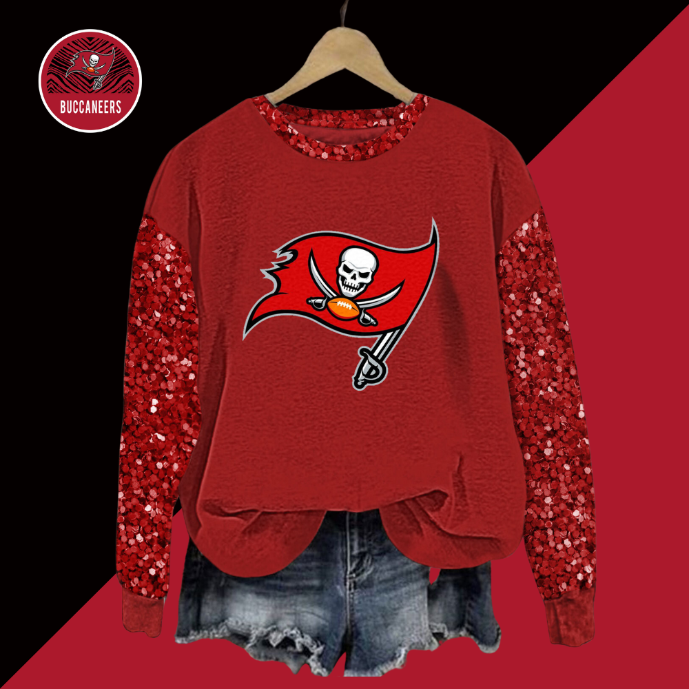 Sequined Sleeves Vintage Sweatshirt-Tampa Bay Buccaneers - fitnfan