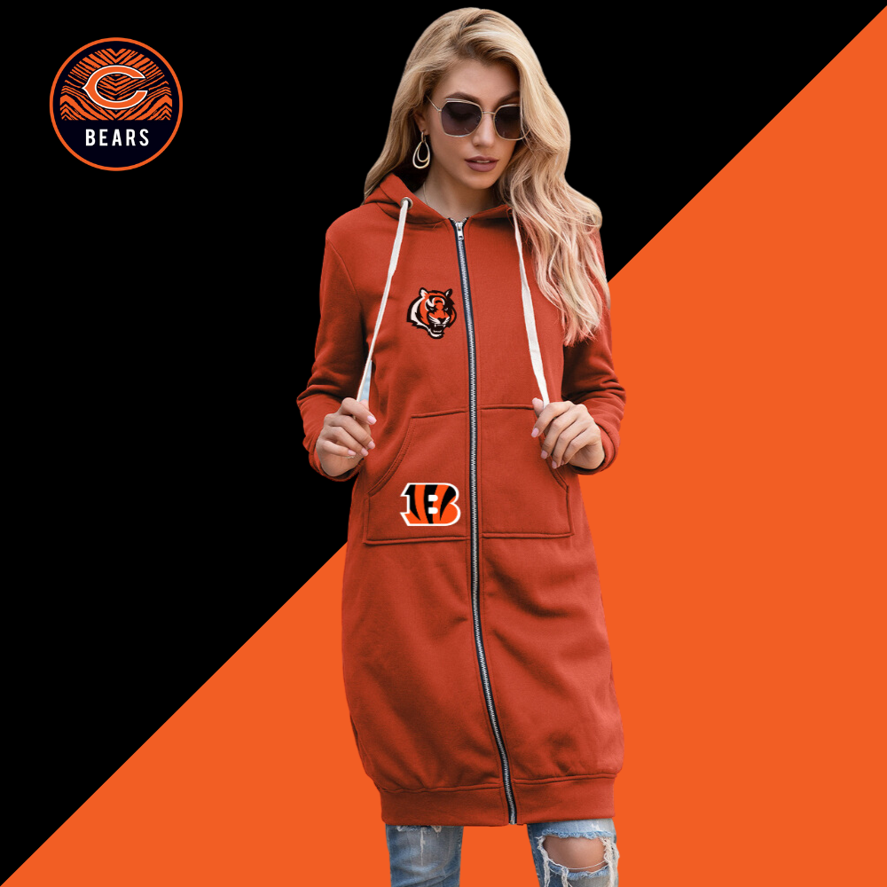 Women's Casual long-sleeved hoodie-Cincinnati Bengals-Chicago Bears - fitnfan