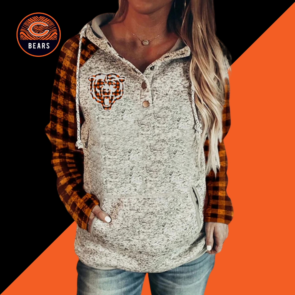Plaid printed Casual Pullover Hoodie-Chicago Bears - fitnfan