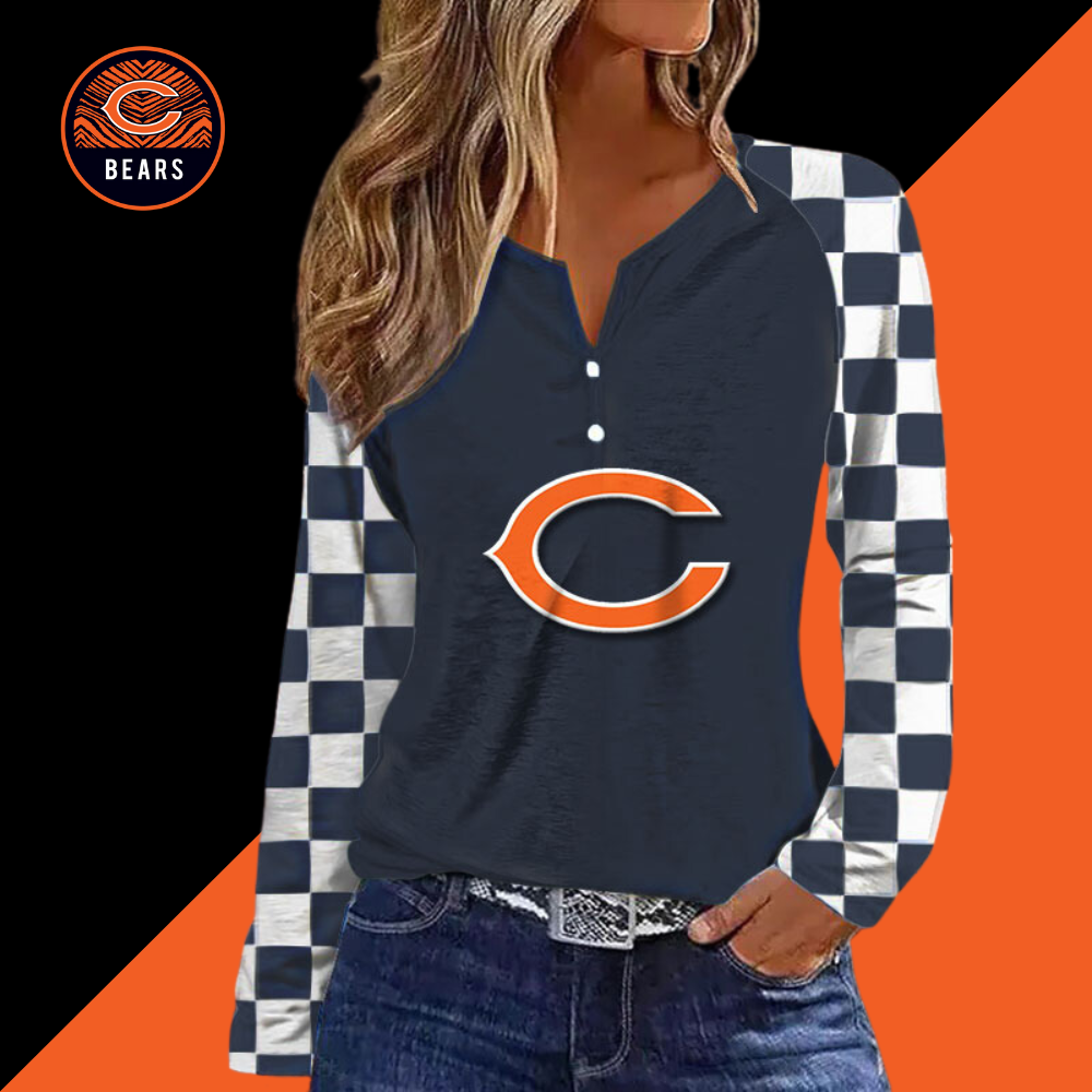 V NECK SHIFT Casual BLOUSE-Chicago Bears - fitnfan