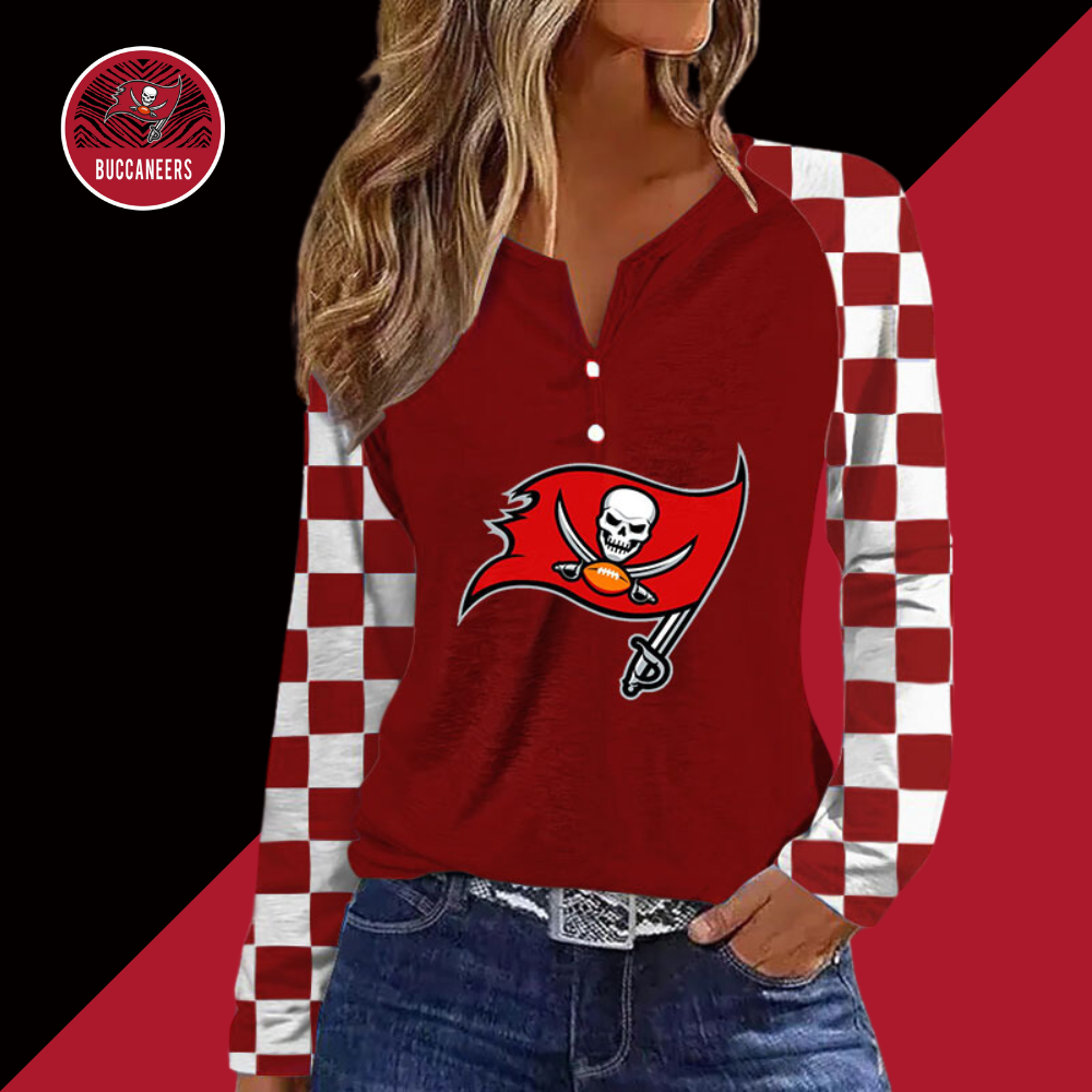V NECK SHIFT Casual BLOUSE-Tampa Bay Buccaneers - fitnfan