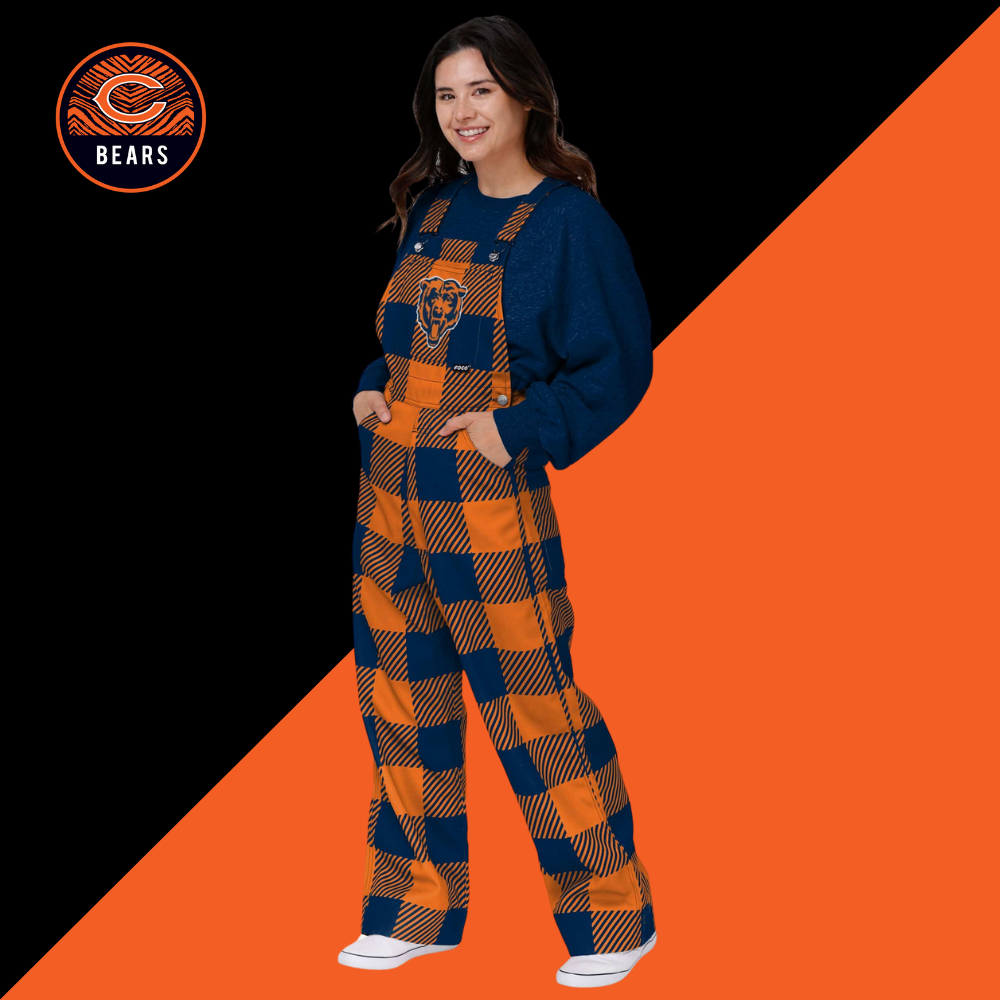 Chicago Bears Womens Plaid Bib Overalls-Chicago Bears - fitnfan