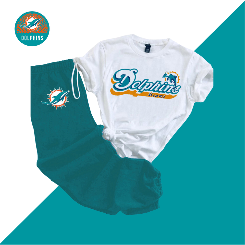 Miami Dolphins Fashion Print Pants Two Piece Set-Miami Dolphins - fitnfan