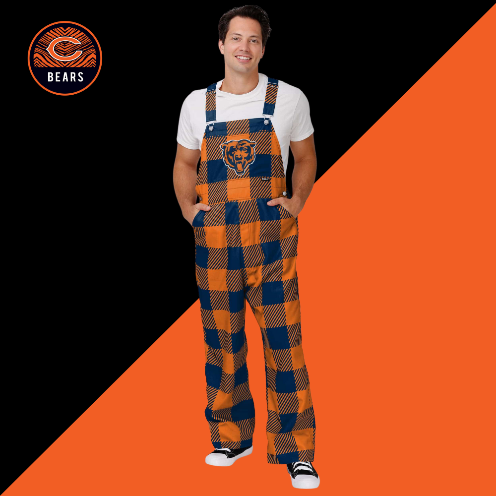 Chicago Bears Mens Plaid Bib Overalls-Chicago Bears - fitnfan