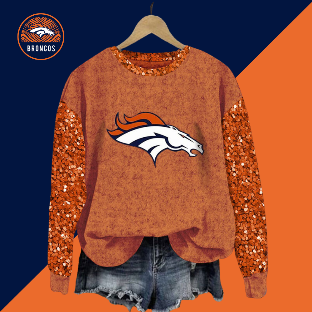 Sequined Sleeves Vintage Sweatshirt-Denver Broncos - fitnfan
