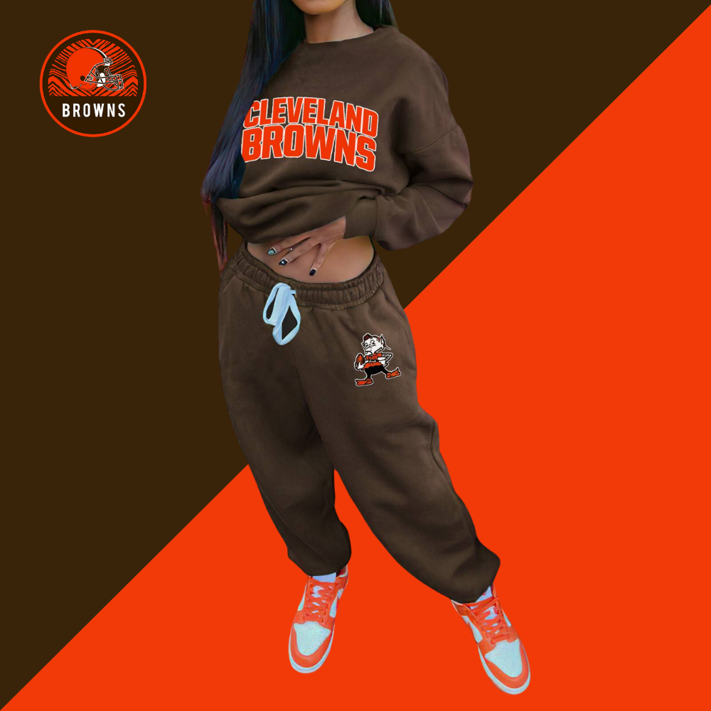 Cleveland Browns Sports Sweatshirt Two-Piece Suit-Cleveland Browns - fitnfan