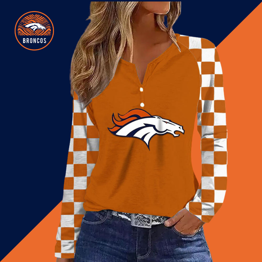 V NECK SHIFT Casual BLOUSE-Denver Broncos - fitnfan