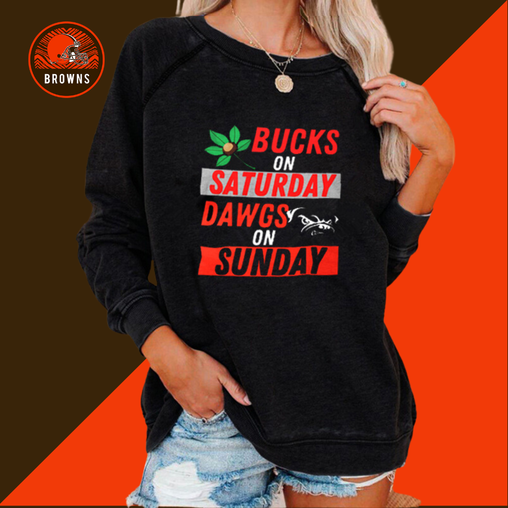 Raglan sleeve Casual round neck long sleeve pullover-Cleveland Browns - fitnfan