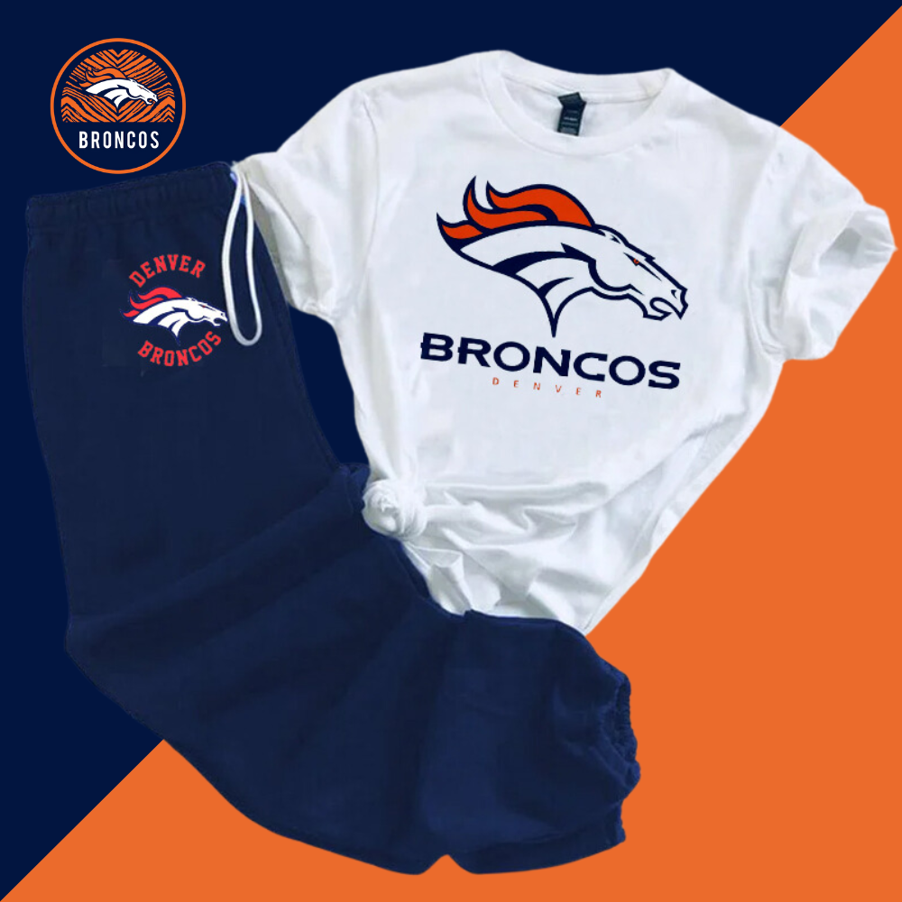 Casual loose fashion printed suit-Denver Broncos - fitnfan