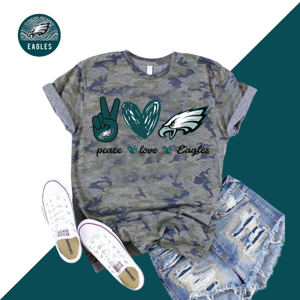 Camouflage print round neck unisex T-shirt-Philadelphia Eagles - fitnfan