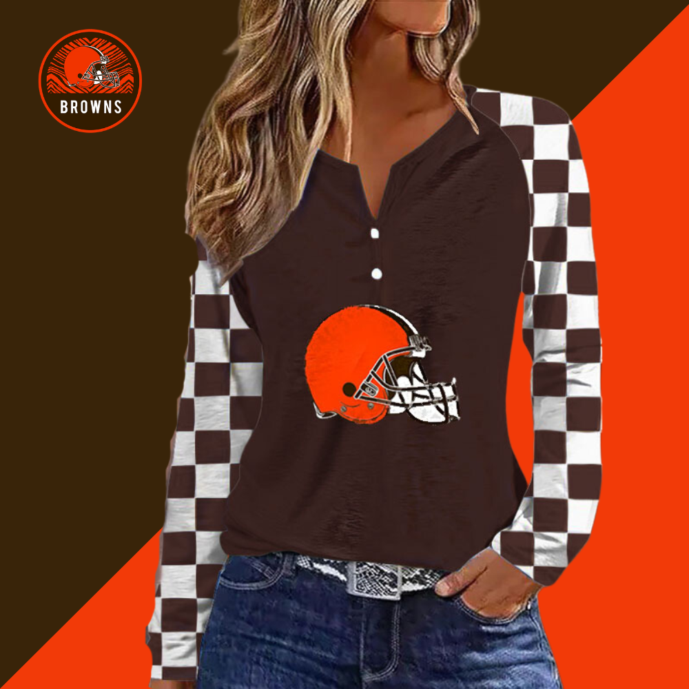 V NECK SHIFT Casual BLOUSE-Cleveland Browns - fitnfan
